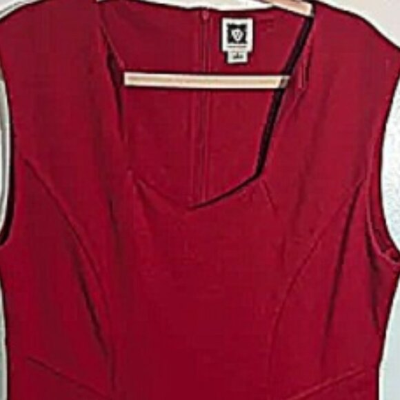 Red Sweetheart Neckline Fitted Anne Klein Knee length Dress size Large - Picture 10 of 10